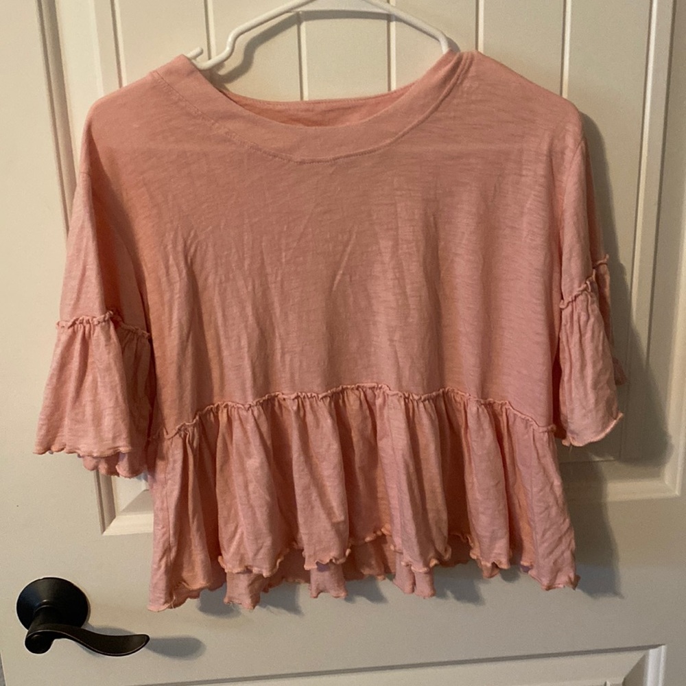 pink altard state ruffle top
